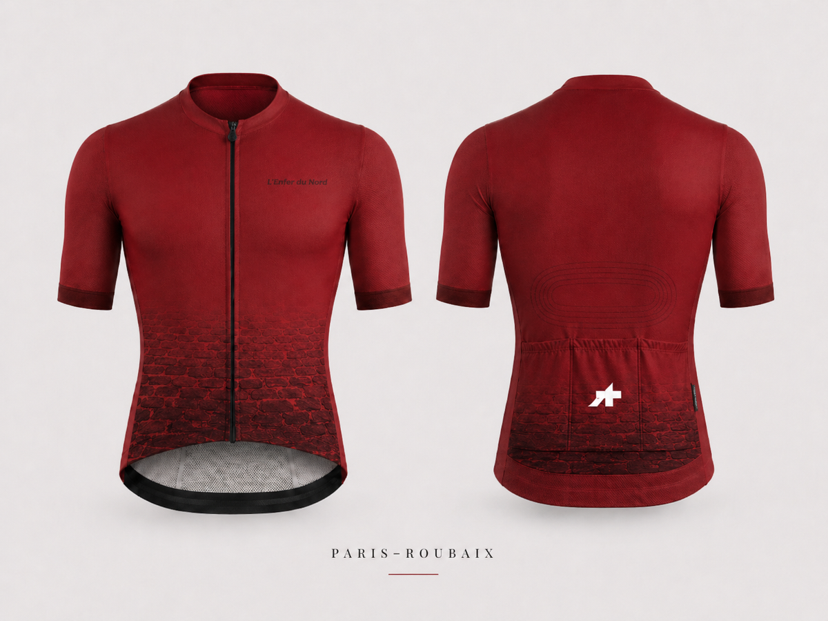 Approved male cyclist’s summer jersey — Paris-Roubaix Hell of the North graphic on chest