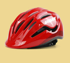 Frontal oblique view of the PMT K-10 children's bike helmet, highlighting its stylish design