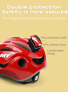 PMT K-10 helmet with its packaging, ready for delivery to a young cyclist, 52-55cm size clearly marked