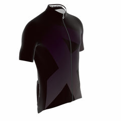 Flat lay of Approved Fundamental LTD black cycling jersey, highlighting fabric texture and minimal branding for a clean aest…