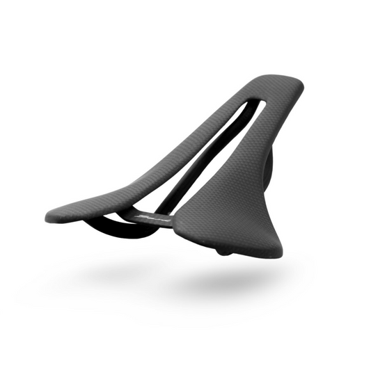 Berk Ploh road bike saddle by Approved Cycling, handmade in Slovenia, top-down view on wide pelvic design