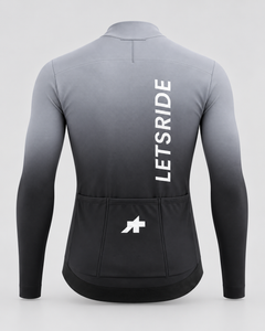 Approved Club Spring/Fall S11 Ice Grey long sleeve cycling jersey — back with LETSRIDE pockets