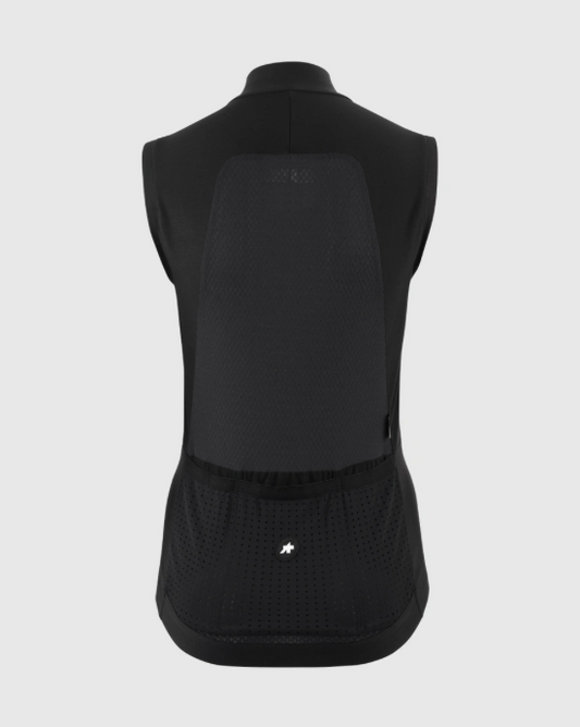 Rear view, ASSOS DYORA R Spring/Fall Gilet S11 women's, highlighting Sens Super Light back for breathability and temperature…