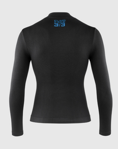 ASSOS Winter LS Skin Layer P1 men's seamless base layer shown in a flat lay, highlighting fabric texture and density for win…