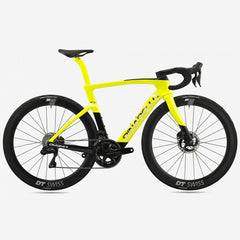 Pinarello Dogma F 2025 road bike, full side profile showcasing aerodynamic frame and integrated cockpit.