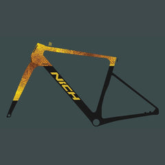 Approved Cycling Nich Faith Road Bike, full bike parked against a scenic mountain pass backdrop, race-ready