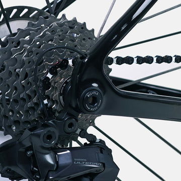 Nich Faith Road Bike, detail of bottom bracket area, showcasing carbon construction and stiffness