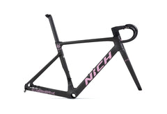 Nich Legend frameset, full side profile, highlighting aerodynamic tube shaping and integrated handlebar design.
