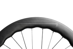 Princeton CarbonWorks Wake 6560 Corsa DB used road wheels, showing hub and spoke lacing.