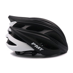 Angled front ¾ view of the Approved Cycling PMT M-12 helmet, capturing its modern, aggressive stance. race-ready design