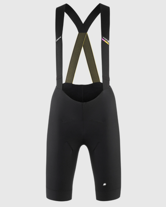 ASSOS DYORA R Spring/Fall Bib Shorts S11 Women - angled view highlighting water-resistant fabric.