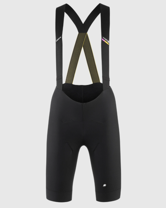 ASSOS DYORA R Spring/Fall Bib Shorts S11 Women - angled view highlighting water-resistant fabric.
