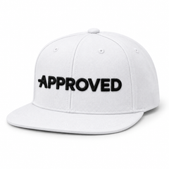 Approved Snapback cap in white with black embroidered Approved logo
