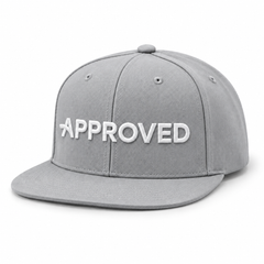 Approved Snapback cap in light grey with white embroidered Approved logo