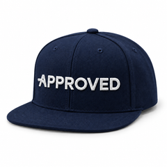 Approved Snapback cap in navy with white embroidered Approved logo