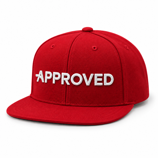 Approved Snapback cap in red with white embroidered Approved logo