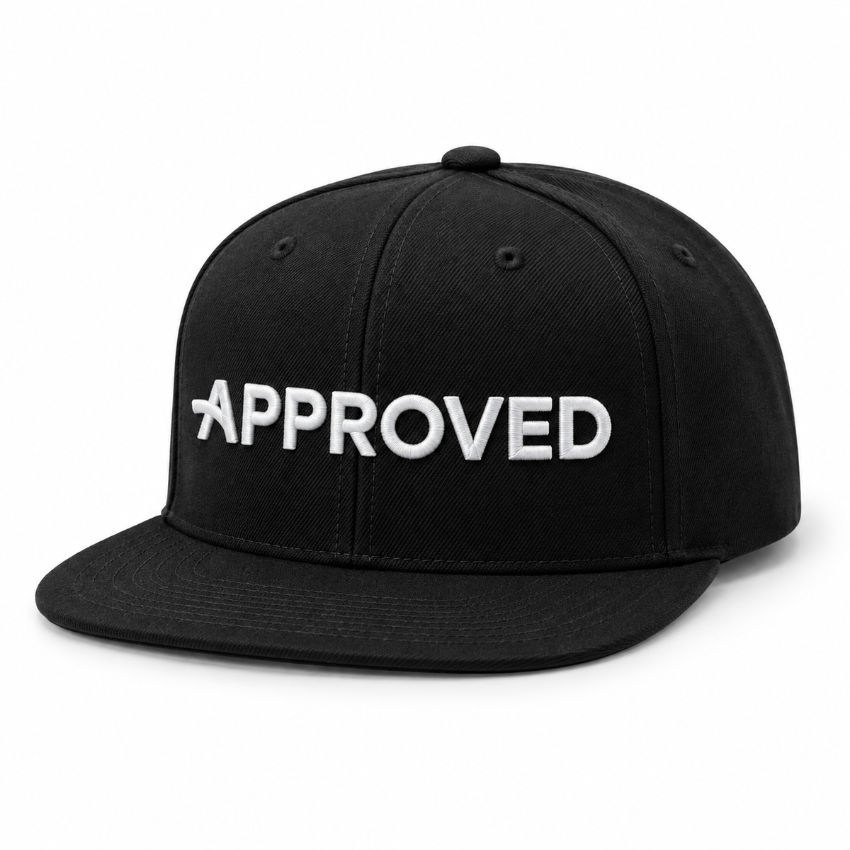 Approved Snapback cap in black with white embroidered Approved logo