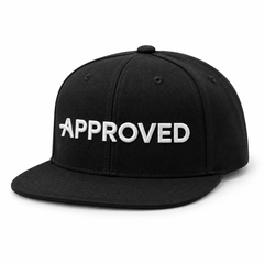 Approved Snapback cap in black with white embroidered Approved logo