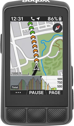 Angled shot of Wahoo ELEMNT BOLT V3, showcasing 20-hour battery life capability for endurance rides.