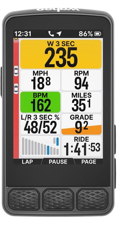 Cyclist's view of Wahoo TRACKR Radar display on a bike computer, showing multiple vehicle threats for enhanced situational a…