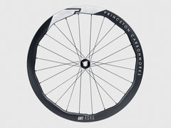 Princeton CarbonWorks Grit 4540 Evolution wheels: detailed view of aerodynamic rim profile and spoke lacing.