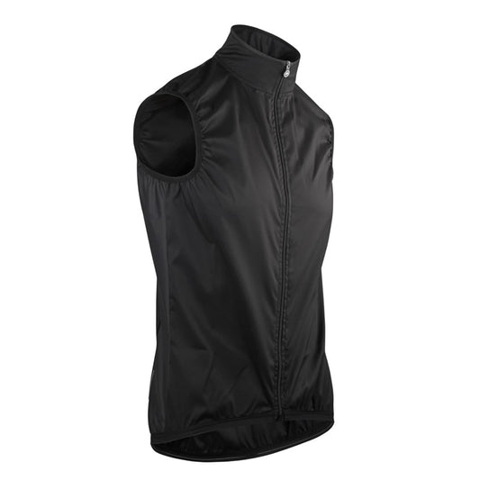 Close-up of the breathable fabric on the Assos Men's Summer Cycling Vest MILLE GT, demonstrating its moisture-wicking proper…