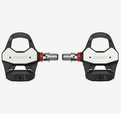 Favero Assioma road cyclist power meter pedals — angled view of pedal and spindle