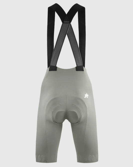 Assos DYORA R Bib Shorts S11 Edge Green rear view women's cycling shorts