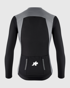 Assos EQUIPE RS Spring Fall Jacket S11 back view in Fanatic Silver showing VIPER sleeves and reflective pocket details