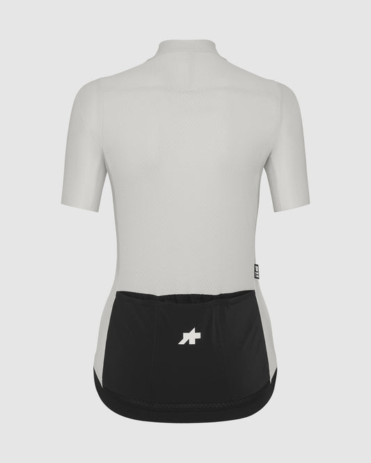 Assos UMA GT Jersey S11 EVO Almond Milk women's cycling jersey - back view with triple ramp pockets
