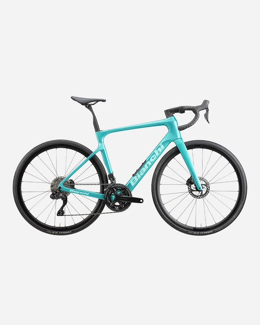 Bianchi Infinito 105 Di2 B 30R Road Bike in Celeste Metallico/Logo CK16–Satin