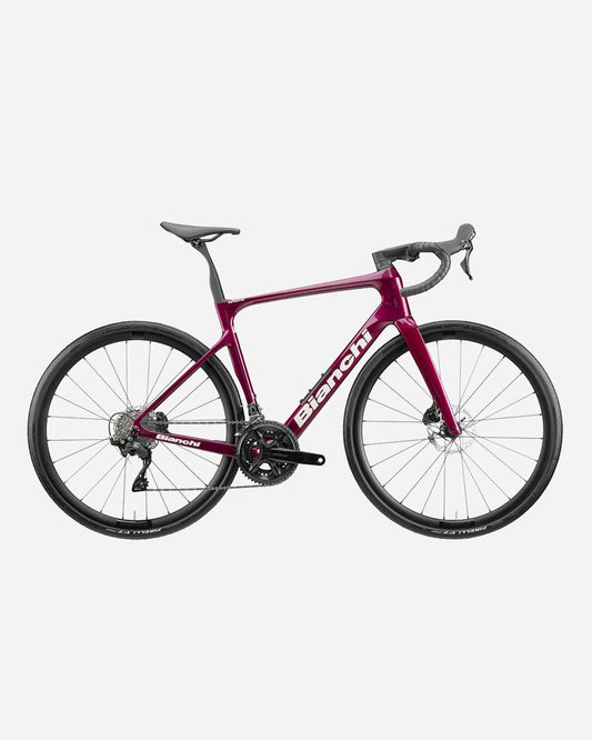 Bianchi Infinito 105 Di2 B 30R Road Bike in Rosso Rubino/Logo Avorio–Glossy