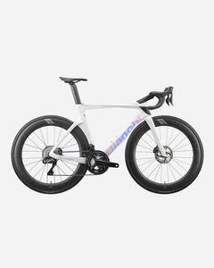 Bianchi OLTRE PRO Ultegra Di2 Powermeter RC 64R road bike in Bianco California/Logo Rosa/Blu-Glossy