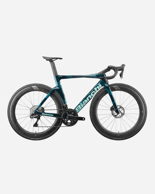 Bianchi OLTRE PRO Ultegra Di2 Powermeter RC 64R road bike in Geco Celeste/Logo CK16-Full Glossy