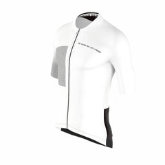 Approved Cycling SUMMER CYCLING JERSEY SPAIN LTD. W, detail of collar. White, performance focused, Assos made.
