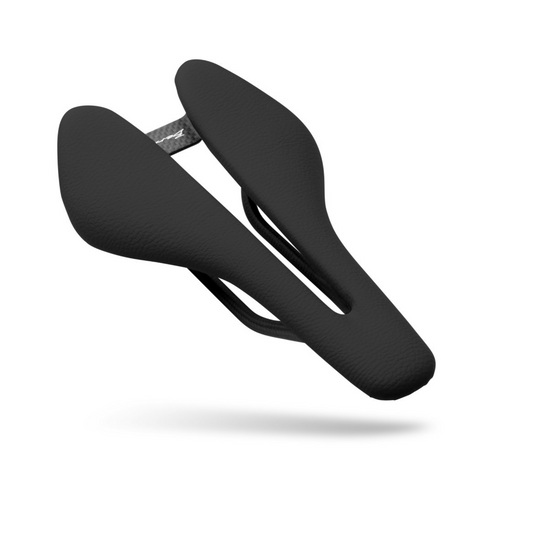 Approved Cycling Berk Ploh saddle, full carbon with string carbon rails, side profile view