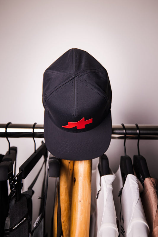 ASSOS CAP, black, rear view, elasticated fit, moisture-wicking design, Approved Cycling, 60-120 characters, cycling cap