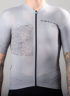 APPROVED CYCLING SUMMER CYCLING JERSEY APPROVED ITALY LTD. - Grey: moisture-wicking capability demonstration, technical mate…