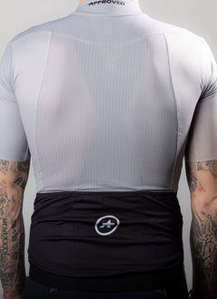 Approved Cycling Mindset Jersey by Assos, close-up of armpit area, highlighting breathable mesh panel for comfort