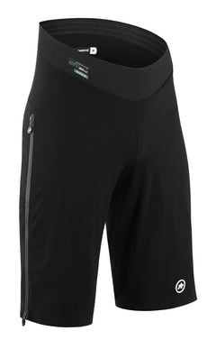 ASSOS MILLE GTC ZEPPELIN C2 Men's Cargo Shorts: Side view, zipped leg opening. Increased visibility reflective strips.